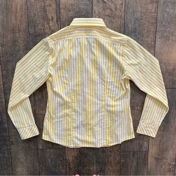 vintage lilly pulitzer yellow & white striped button down shirt - Picture 2 of 7